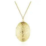 Zysta Vintage Charms Medaillon Kette für Foto Bilder Oval Anhänger zum öffnen Kupfer Amulett für Damen Mädchen Herren (#2)