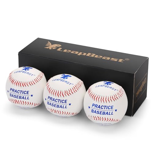 LeapBeast Professionelle Baseballs 9 Inch, 3pieces Handgenäht Baseballs, Weiche Gummikern Basebälle für Erwachsene, Jugendtraining, Professionelle Baseballspiele (Geschenk)