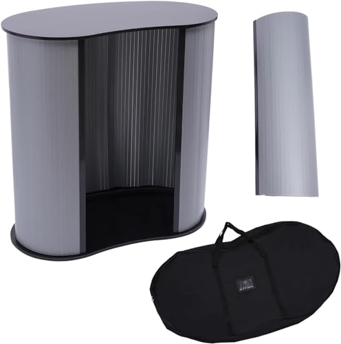 Messeständer mit Spannrahmen, Pop-Up-Podium, tragbar, Ausstellungstresen, Empfangsständer, faltbar, Einzelhandel, Theke, Schreibtisch, schwarz, 40 x 90 x 90 cm