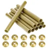 10 Stück Heizungsrohr Verkleidung mit 10 Stück Heizungsrohr Rosette Gold Heizungsverkleidung 200mm x 15mm Kunststoff Rohrverkleidung für Heizungsrohre Heizkörper