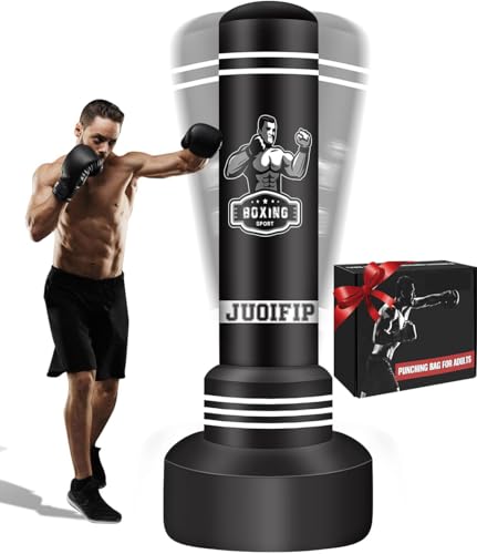 JUOIFIP Boxsack Stehend für Erwachsene - 180 cm Schwerer Boxsack, Männer Stehboxsack Aufblasbarer Kickboxsack Kinder für Reaktionstraining MMA Muay Thai Fitness Taekwondo