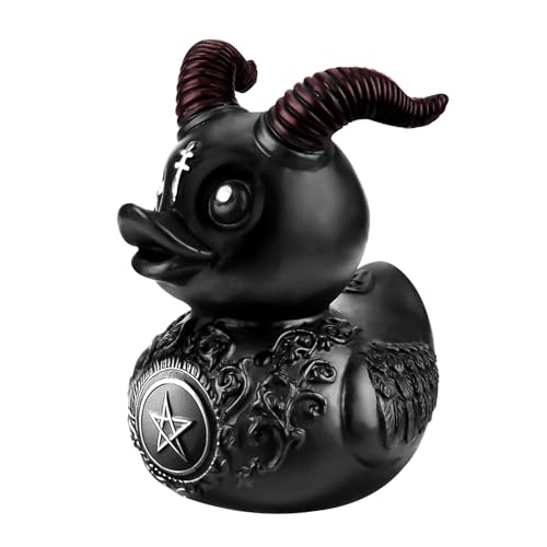 Jadyon Duckieville Enten Statue, Duckieville Ente, Satan Enten Gothic Punk Enten, Entenstatue Aus Kunstharz, Tierfigur Gothic Entenstatue Figur Satan Ente Tisch Deko Geschenk Für Gothic-Liebhaber.