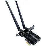 SYONCON WiFi 6E AXE5400 PCIe WLAN Karte für PC Intel AX210 Chipsatz mit Bluetooth 5.3 PCI Express Netzwerkkart Tri-Bands (6GHz/5GHz/2,4GHz) Bis zu 5374Mbit/s Geeignet für Windows 10/11 (Schwarz)