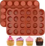 Socluer Mini Muffinform aus Silikon 2 Stück Mini 24 Tassen Muffinförmchen Kleine Cupcake Förmchen für Cupcakes, Brownies, Kuchen, Pudding