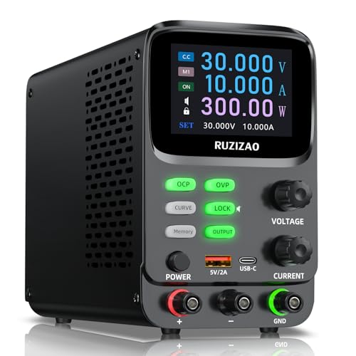 RUZIZAO Labornetzteil 30V 10A, LCD-Bildschirm Fünfstellige Anzeige Milliampere-Stromanzeige Hyperbolischer Labornetzgerät mit OCP/OVP-Speicherfunktion Geeignet für Wartung Labor DC-Stromversorgungen