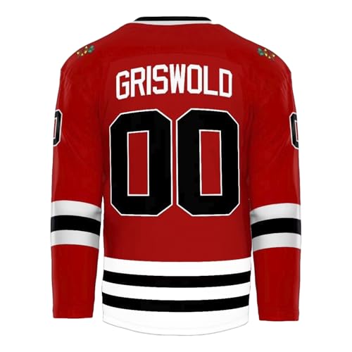 Youth Clark Griswold #00 X-Mas Christmas Vacation Movie Eishockey-Trikot, Rot, Rot/Ausflug, einfarbig (Getaway Solids), L