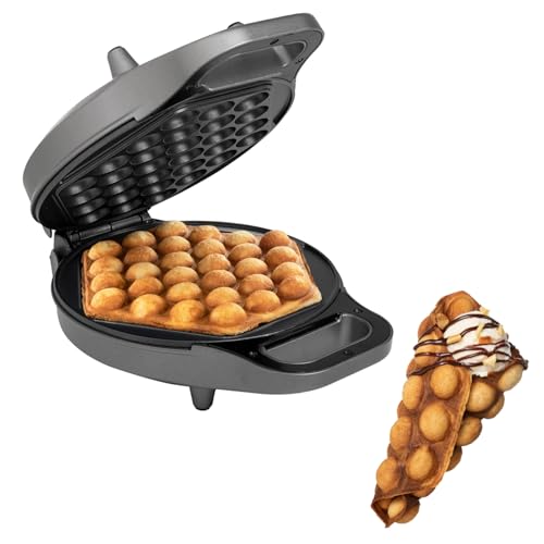 Princess 132465 Bubble-Waffeleisen, 180° aufklappbar, 700 Watt, 0,7 m Kabellänge, antihaftbeschichtet, Schwarz