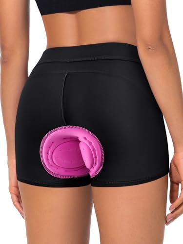 BERGRISAR Fahrradunterhose Radunterhose für Damen Gepolstert Fahrradhose Radlerhose mit 4D Sitzpolster Atmungsaktive Stoßfeste Schwarz XXL