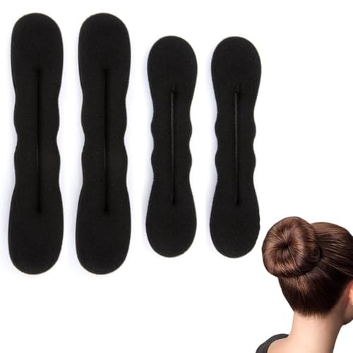 TEOZBLU 4 Stück Haare Frisuren Set, Dutt Maker, Duttkissen, Magischer Haarknoten Haarhalter Schwamm Clips Haar Styling Donut, für Weddings, Schwamm Clips Haarnadel
