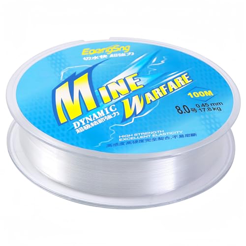 Soodyoow 100M Angelschnur transparent,0,45mm Nylonfaden Fishing line, Monofilament Reißfest Nylonfaden Transparent, Starke Spannung Hohe Belastung, Schnur zum Aufhängen von Dekorationen und Schmuck