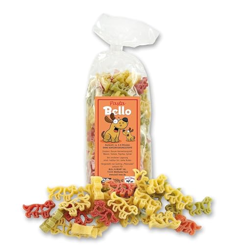 Bull & Bear bunte Hunde Nudeln, 250g, Motivnudeln aus Hartweizengrieß, handgefertigt in deutscher Manufaktur, Pasta Geschenk