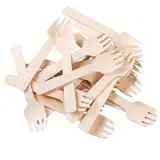 WHTCHSU Mini-Holzgöffel 10,2 cm, biologisch abbaubar, kompostierbar, 2-in-1-Utensilien, 100 Stück pro Beutel, 100 Stück