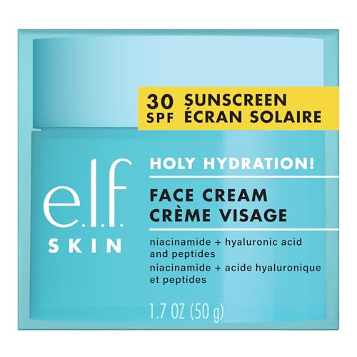 e.l.f. SKIN Holy Hydration! Face Cream, Broad Spectrum SPF 30 Sunscreen, Spendet Feuchtigkeit Und Macht Die Haut Geschmeidig, Ultra-Hydratisierend, Vegan & Tierversuchsfrei, 50 g