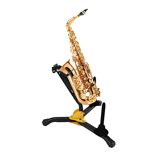 Klappbarer Saxophonständer für Alt- und Tenorsaxophon - Höhenverstellbar, robust und dick, Zubehör, mit Tragbar Stoffbeutel für Altsaxophon und Tenorsaxophon, Schwarz