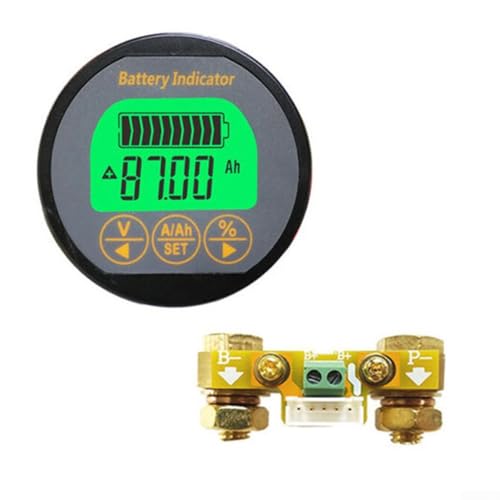 HEIBTENY Batteriemonitor Kapazitätsprüfer Voltmeter Amperemeter DC AH VOLT AMP Kapazitätstester Voltmeter Amperemeter(1*Batteriemonitor 1XStromprobenehmer Mit Ständer 1X2 M Kabel)