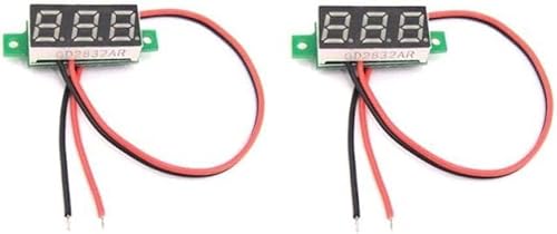 2 Stück LED Voltmeter -rot- mini Einbau Spannung Digital LED Anzeige 0.28 Zoll | 3V-30V