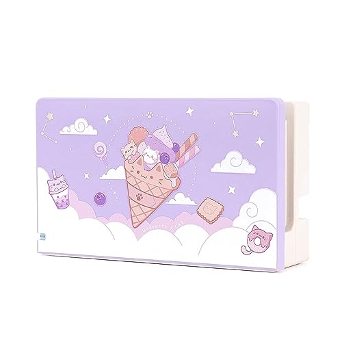 GeekShare Anti Scratch Switch Dock Cover - Hard Faceplate Sleeve Pad für Switch Dock - DIY Ersatzschale Kompatibel mit Nintendo Switch Dock (Ice Cream Cat)