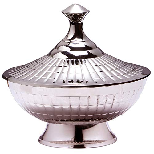 Orientalische Zuckerdosen Dosen aus Messing in Silber Anwar 12cm| Marokkanische Minzdose Tee Kaffee Dose klein | Ramadan Vintage Vorratsdose Gewürzdose rund | Orientalische Dekoration auf dem Tisch
