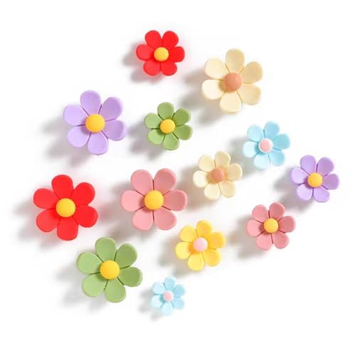 Cosmeria 3D Blumen Kühlschrankmagnete Set 14 Stück Bunt Starke Magnete Für Küche Büro Deko 7 Farben Groß Klein