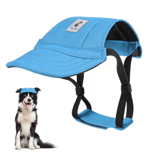 Pawaboo Hunde Baseballmütze, Hundemütze mit elastischen Ohrlöchern, Verstellbar Hundecap Sport Haustier Hut Sonnenschutz für kleine, mittelgroße & große Hunde, Hunde Outfits Hundekostüm (Blau, L)