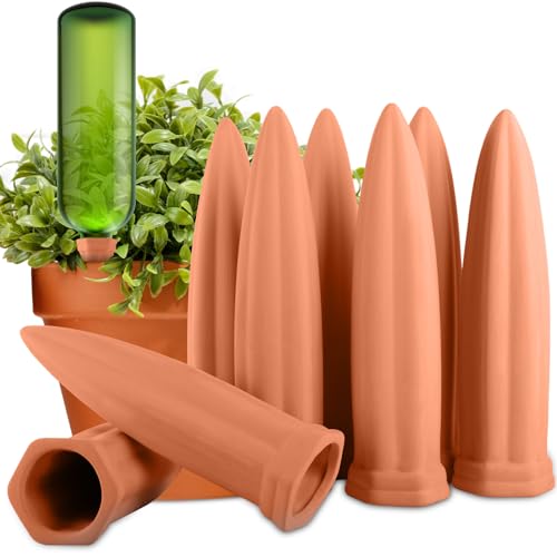 MULEVIP Tonkegel Bewässerung Pflanzen Bewässerung 8 Stücke Bewässerung Urlaub,Zimmerpflanzen Bewässerung,Wasserspender für Zimmerpflanzen für Glas und Flaschen,Bewassersystem Blumentopf