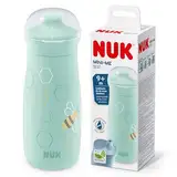 NUK Mini-Me Sip für Kleinkinder | ab 9 Monate | 300 ml | Kinderwasserflasche | auslaufsichere stabile Trinköffnung | bruchsicher | Minze/Biene