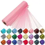 Trimming Shop Organza-Rolle, schimmernder Glitzerstoff, 25 m x 29 cm, Elegantes Dekotuch für Stühle, Schleife, Tischläufer, Hochzeitslocation, Partydekoration, Hellrosa