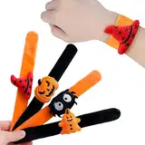 4 Stück Kinder kreative Halloween Armbänder Ohrfeigen Armbänder Halloween Dekoration Kinder Ohrfeigen Armbänder Kürbis Spinne Hut Geist Halloween Party Armband für Entertainment Party Performance