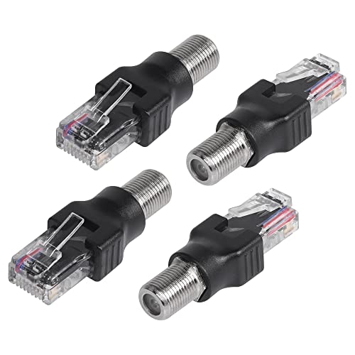 CERRXIAN 4 STÜCKE RF auf RJ45 Koaxialkonverter RF Buchse auf RJ45 Stecker Koax Barrel Adapter für Line Tester