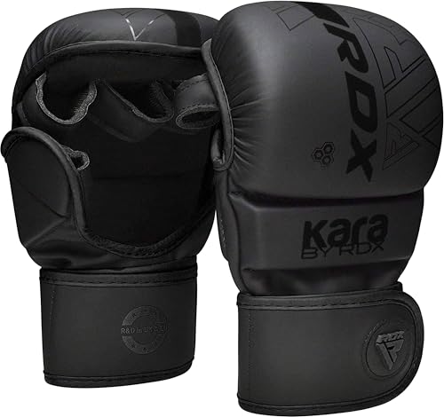 RDX MMA Handschuhe für Kampfsport Grappling Training, Maya Hide Leder Kara Sparring Handschuhe, Punchinghandschuhe für Muay Thai, Kickboxen, Freefight, Boxsack Gloves (MEHRWEG)