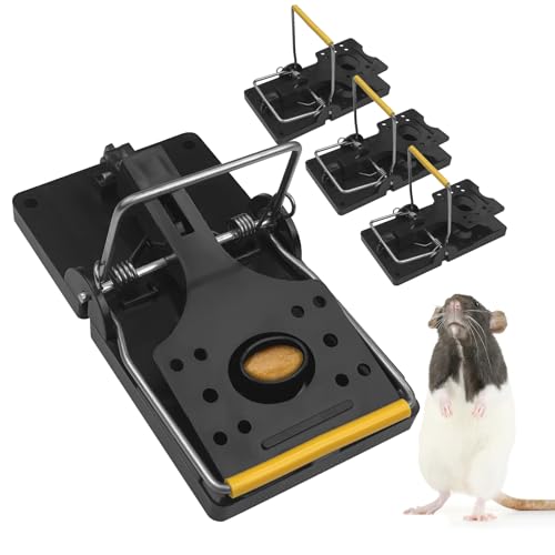 tekenewbse 4 Stück Rattenfallen Schlagfallen, Groß Mausefalle Schlagfalle, Professional Mouse Trap, Reusable Mausefalle mit Köder, Rat Trap für Drinnen & Draußen Mausfalle