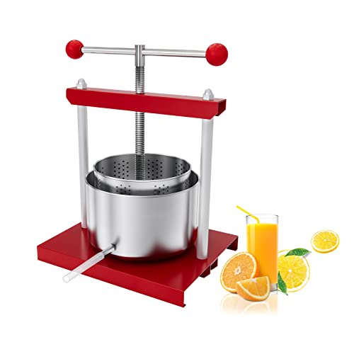 ACXIN 3L Obstpresse Edelstahl Weinpresse Saftpresse Manuell Fruchtpresse Apfelpresse Beerenpresse für Obstladen, Restaurants, Familienfeste, Selbstbrauen