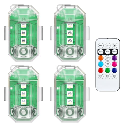 4PCS Kabellose LED Auto Ohne Kabel, 8 Farben Drahtloses Auto LED-Blitzlichter Akku mit Fernbedienung für Auto