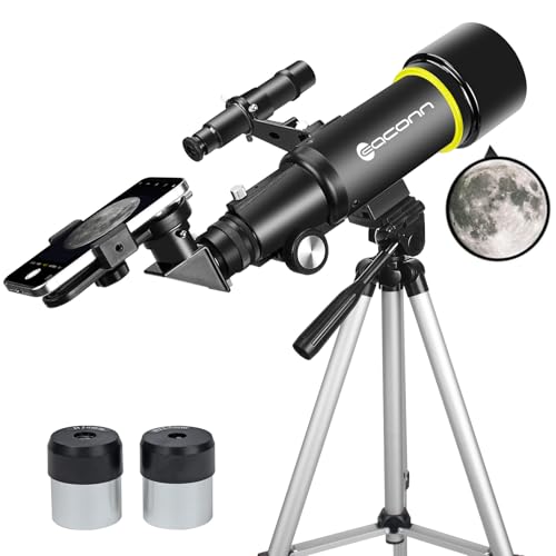 Teleskop für Erwachsene Anfänger, 70mm Aperture 400mm AZ Mount Voll Multi-Coated Optics Refraktor Tragbare Teleskope, Reiseteleskop mit Stativ und Telefon Adapter