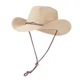 Willheoy Cowboyhut Strohhut Damen Herren Sonnenhut Sommer Strandhut Westernhut Panama Hut Unisex Cowboy Hut Faltbar Strohhut Krempe Sommerhut