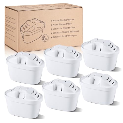 Mutital Wasserfilter Kartuschen 6 Stück Ersatz für Brita wasserfilter Maxtra + Filterkartuschen, aquaphor, Brita Filterkartuschen, Aktivkohlefilter, Kompatibel Water Filter Kanne, Dafi (6)