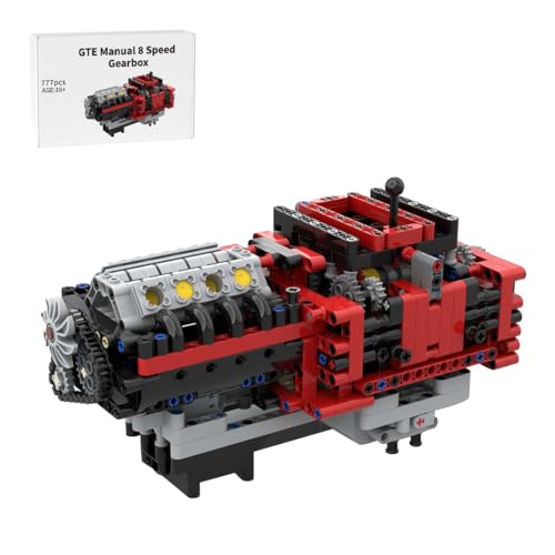 RCARTOYRTR Motor Modell Klemmbausteine, GTE Manuell 8 Gang Getriebe Motor Bausteine Modell Entworfen von TechnicBrickPower, Engine Bausteine Spielzeug und Geschenke für Erwachsene - 777 Teile