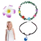 UILYNIU 3 Stück Kinder Mädchen Prinzessin Moana Vaiana Halskette Zubehör Stirnband Prinzessin Party Kleid Mädchen Abenteuer Kleidung Kinder Geburtstag Urlaub Halloween Cosplay (3 Stück)