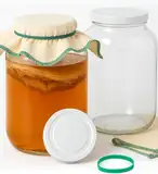 myFERMENTS – Großes Kristall-Fermentierglas 4L – Kombucha Starter Set | Weithals Gärgefäß & Kefir Glas | Ideal für Kombucha, Kefir, Marmelade, Einmachen | Kombucha Glas Set – Luftdicht, 2er Pack