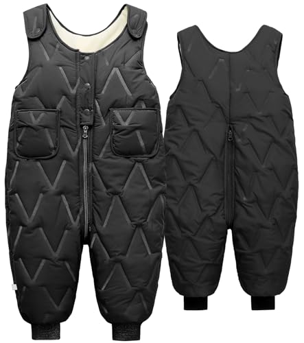 SEAUR Baby Winterhose Leicht Daunenhose Dick Warm Schneehose Kleinkind Skihose Winter Winddicht Outdoorhose - Schwarz - 90(80-90cm) - 12-18 Monate