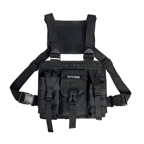Taktische Brust Rig Pack Männer Multi Pocket Airsoft Beutel Tasche Laufende Weste Kampf Harness Radio Brust Crossbody Taschen Holster Weste Militärische Schultertasche für Jagd im Freien EDC
