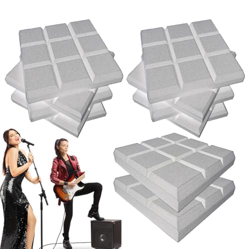 Sghtil Schall absorbierender Schaum, Schallschutzplatten für Wände | 10x Studio Foam Panels Schallschutz - 12x12x2inch hohe Dichte feuerfeste schalldichte Decke für Wohnzimmer der Wohnung Schlafzimmer