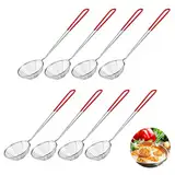 8 Pcs Fondue Sieb Edelstahl Küchensieb mit Griffen Feinmaschig Küchensieb Schöpflöffel Sieb aus Rostfreiem Edelstahl SCHAUMLÖFFEL für Garen von Gemüse Pilzen Fleisch Fisch