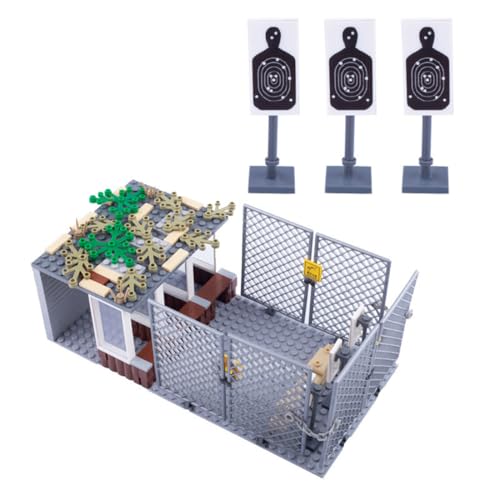 LootPop Militärische Szenen-Serie von Bausteinenmodelle, Modell der Militärbasis Schießplatz Baukunst, B13-33 Bausteinset mit 3 Zielscheibenfiguren, 2 Toren & Sandsäcken