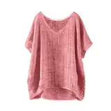Nuaoxyeu Bluse Kurzarm Damen Elegant Musselin Bluse Damen Kurzarm Sommerbluse Oversized Elegant V-Ausschnitt Tshirts GroßE GrößEn Leichte Hawaii Hemd LäSsige Basic Baggy Angebote des Tages Heute