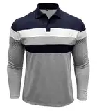 Comilaka Herren Poloshirt Langarm Kontrastfarbe Langarmshirt Casual Polo Tops Knopfleiste Herbst Winter