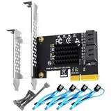 GLOTRENDS SA3234-C 4-Port PCIe X4 SATA Erweiterungskarte mit SATA- und Stromkabeln, kompatibel mit Windows, Linux, Mac OS, NAS