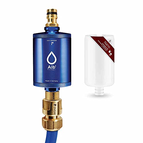 Alb Filter® MOBIL Nano Trinkwasserfilter | Bakterien, Keime und Anti-Legionellen-Filter | Boot, Camping oder Mobilheim | Mit GEKA Anschluss Blau