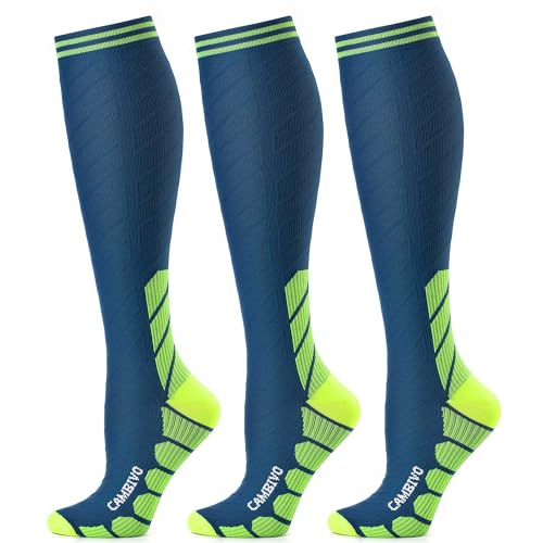 CAMBIVO CS60 Kompressionsstrümpfe Damen Herren 3 Paar, Stützstrümpfe, Compression Socks, Kompressionssocken, Thrombosestrümpfe für Erholung, Laufen, Reise, Shifahren, Schwangerschaft, Alltag