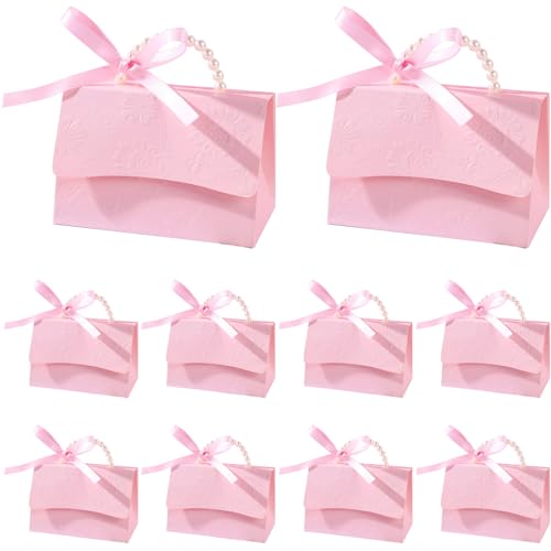 Hochzeit bevorzugt Kisten kleine Gefallen Kisten Hochzeit Süßigkeiten Kisten mit Perlenhandle kleine Geschenkboxen Brautdusche Taufe Babypaufgeburtstagsfeier Dekor Lieferungen 10pcs